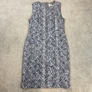 Calvin Klein Gray Snakeskin Print Sleeveless Sheath Dress Size 10